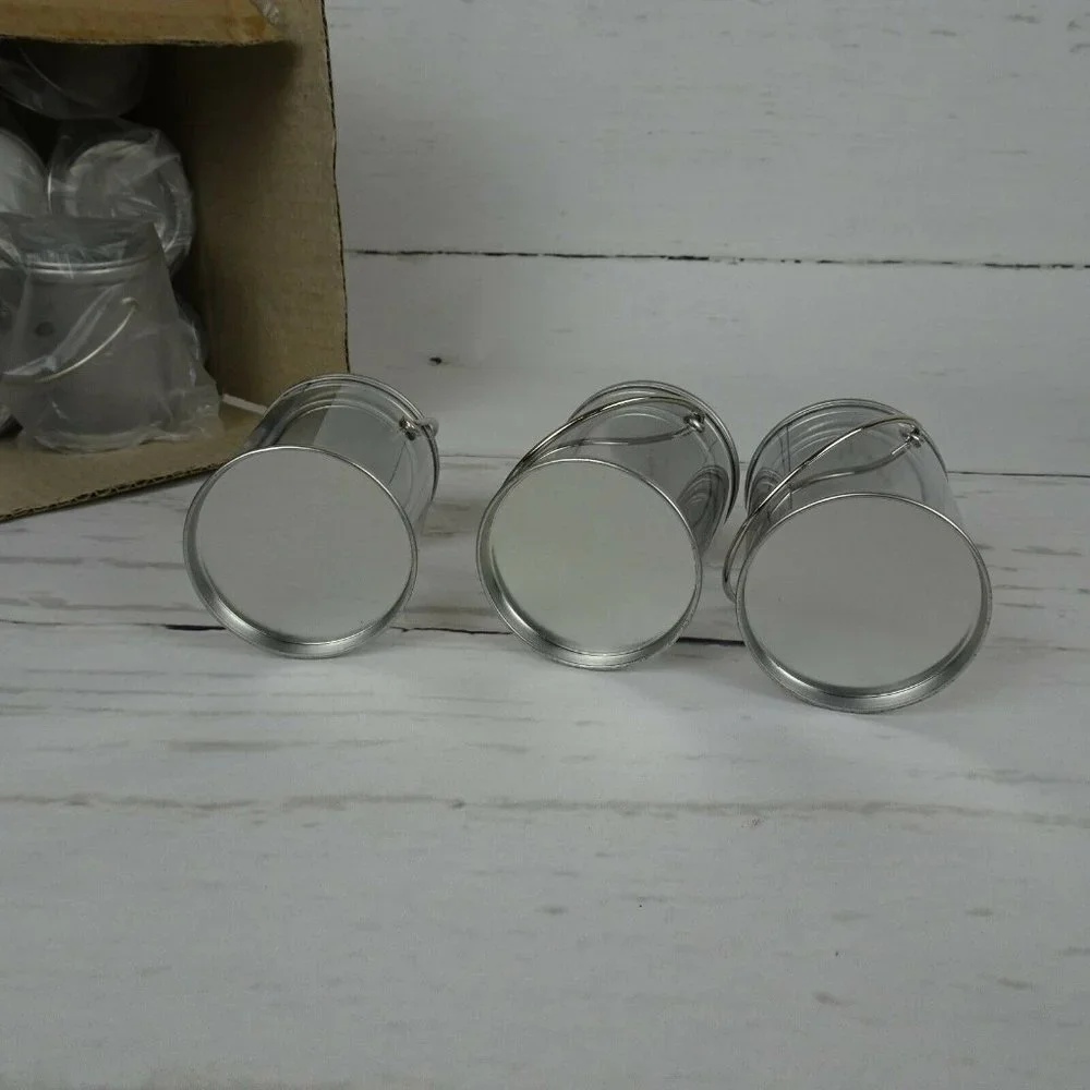Clearance💎5/$25 Lot 12 Clear Candy Pails W/ Metal Lid Party Supplies New